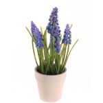 Fake grape hyacinth ARABELLA, decorative pot, purple-blue, 10"/25cm, Ø0.8"-1.2"/2-3cm