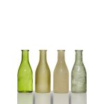 Decorative glass bottles ANYA, 4 pcs, green, 7"/18cm, Ø2.4"/6cm
