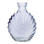 Flat glass bottle RACHELLE in shell look, lavender-clear, 5"x2.2"x6.6"/12.8x5.6x16.8cm
