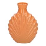 Flat glass bottle RACHELLE in shell look, peach-frosted glass, 5"x2.2"x6.6"/12.8x5.6x16.8cm