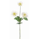 Fake chrysanthemum SOLVIE, white-yellow, 30"/75cm, Ø4.3"-4.7"/11-12cm