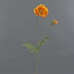 Silk poppy flower LIENTJE, orange, 26"/65cm, Ø4.7"/12cm