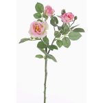 Artificial rose branch CORALEE, pink, 20"/50cm, Ø1.2"-2.8"/3-7cm