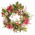 Artificial autumn wreath SABINE, gerbera, fuchsia, Ø12"/30cm