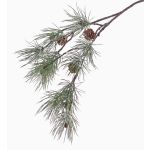 Fake fir branch CALEB with cones, frozen, 31"/80cm
