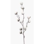 Artificial cotton branch CASAS with flowers, green, 33"/85cm