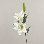 Artificial tiger lily spray EMIKO, white, 26"/65cm, Ø5.1"/13cm