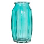 Small glass table vase AMORY, turquoise-clear, 9"/22cm, Ø4.7"/12cm