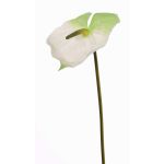 Fake flamingo flower MOIRA, white-green, 30"/75cm, 5.1"x8"/13x20cm