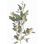 Artificial eucalyptus spray COBAR with flowers, crossdoor, green, 26"/65cm, Ø0.6"/1.5cm