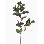 Artificial holly branch TIBAR with berries, green, 30"/75cm