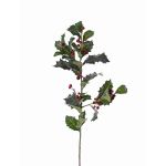 Artificial holly branch TIBAR with berries, green, 30"/75 cm