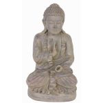 Grey decorative buddha figure SHANTA, sitting meditating, 18"/45cm