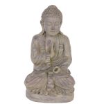 Grey decorative buddha figure SHANTA, sitting meditating, 18"/45cm