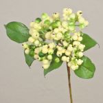 Artificial elderberry branch HELMA with berries, cream-green, 12"/30cm