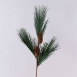 Artificial pine branch AZMERA with cones, green, 26"/65cm