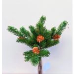 Artificial fir branches BERNAHE in a bunch, with cones, green, 14"/35cm