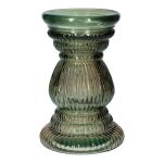 Glass Flower vase ELEONORE ribbed, recycled, grey-clear, 8"/20cm, Ø4.9"/12.5cm