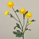 Artificial Chrysanthemum RYON, yellow, 28"/70cm, Ø1.2"-2"/3-5cm