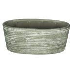 Ceramic decorative bowl ADELPHOS, oval, grooves, grey-brown, 13"x6"x6"/33x15x15cm
