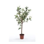 Artificial olive tree ALBERTO, real trunk, with fruits, 26"/65cm