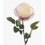 Artificial rose BRUNETTE, white-pink, 28"/70cm, Ø4.3"/11cm