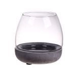 Glass lantern TONDA, concrete base, clear, 4.1"/10,5cm, Ø4"/10cm