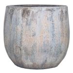 Ceramic plant pot MORTAZA with texture, blue-beige, 6.7"/17cm, Ø7.5"/19cm