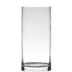 Cylindrical flower vase SANSA EARTH, clear, 14"/35cm, Ø4.7"/12cm