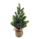 Artificial Christmas tree PORI, jute sack natural, 12"/30cm, Ø5.9"/15cm