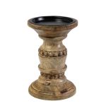 Candle holder BRANTLEY made from mango wood, brown, 5.9"/15cm, Ø3.9"/10cm