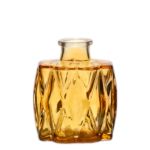 Glasflasche FIZZY mit Rillen, gelb-transparent, 7x5x8cm