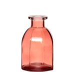 Glass Bottle JAZZY ribbed, red-transparent, 3.9"/10cm, Ø2.6"/6.5cm