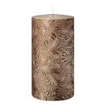 Pillar candle VALENTIANO, floral pattern, rose gold, 5.1"/13cm, Ø2.7"/6.8cm, 52 hours - Made in Germany