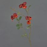 Artificial cabbage rose branch LORRAINE, Eco Collection, red-orange, 26"/65cm, Ø1"/2,5cm
