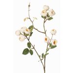 Artificial cabbage rose branch LORRAINE, Eco Collection, cream-yellow, 24"/60cm, Ø1.2"/3cm