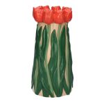 Flower vase LIMEA made of dolomite, 3D tulips, beige-red-green, 10"/24,5cm, Ø4.9"/12,5cm