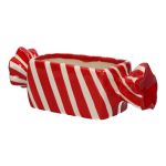 Ceramic plant pot in the shape of a sweet AMIEL with diagonal lines, red-white, 9"x3.5"x2.8"/22,2x8,9x7,1cm