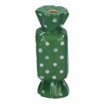 Square single stem vase in the shape of a sweet AMIEL made of ceramic, with polka dots, green-white, 1.8"x1.8"x4.5"/4,5x4,5x11,5cm