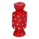 Square single stem vase in the shape of a sweet AMIEL made of ceramic, with polka dots, red-white, 2.6"x2.6"x6"/6,5x6,5x15cm