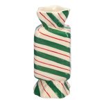 Square single stem vase in the shape of a sweet AMIEL made of ceramic, with diagonal lines, green-red-white, 2.6"x2.6"x6"/6,5x6,5x15cm