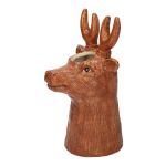Single stem vase in the shape of a stag ELWINO made of ceramic, brown, 6.9"x5.5"x12"/17.5x14x30cm