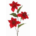 Velvet poinsettia spray TONZI, red, 31"/80cm, Ø5.9"/15cm