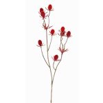Fake thistle spray (Eryngium) LOUKAS, red, 18"/45cm, Ø0.4"-0.6"/1-1.5cm