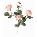 Fake rose spray DIAMANTIS, pink-cream, 28"/70cm, Ø2"-3.1"/5-8cm