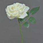 Artificial flower rose NIKOLETA, white, 12"/30cm, Ø4.7"/12cm