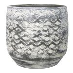 Ceramic planter MAIVIN, diamond pattern, grey, 10"/26cm, Ø11"/29cm