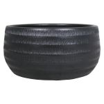Ceramic fruit bowl TIAM with grooves, black mat, 5.5"/14cm, Ø11"/29cm
