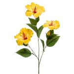 Artificial hibiscus branch AMADOU with flowers, yellow, 31"/80cm