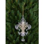 Acrylic ornament Heraldic lily AZARIEL, glitter, transparent-gold, 5.9"/15cm